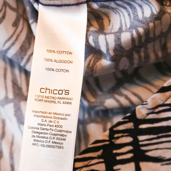 Chico’s Wrinkle-Resistant Black White Abstract Button-Front Shirt | Size 3 (XL) - Picture 11 of 13